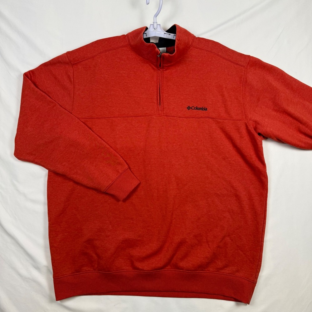 Columbia Mens XXL Heather Red Quarter Zip Pullover Sweater AM6771 Mock Neck